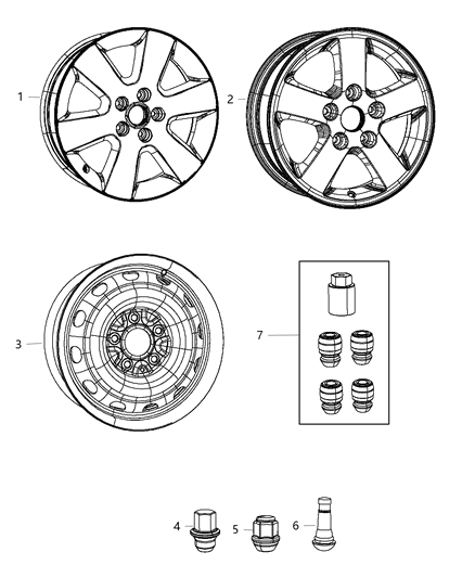 2000 Chrysler Town & Country Wheel Aluminum Diagram for 1EK85PAKAB
