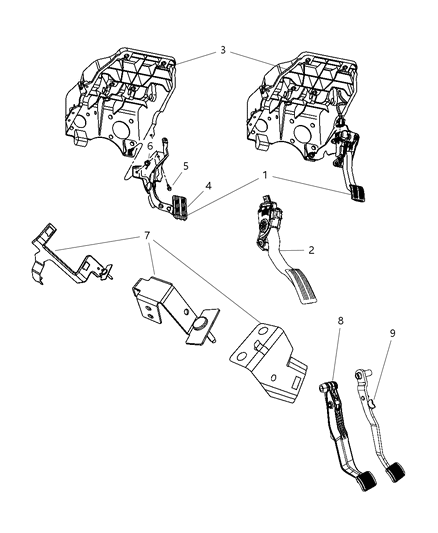 2000 Chrysler Grand Voyager Pedal Accelerator With Sensor Diagram for 53034004AB