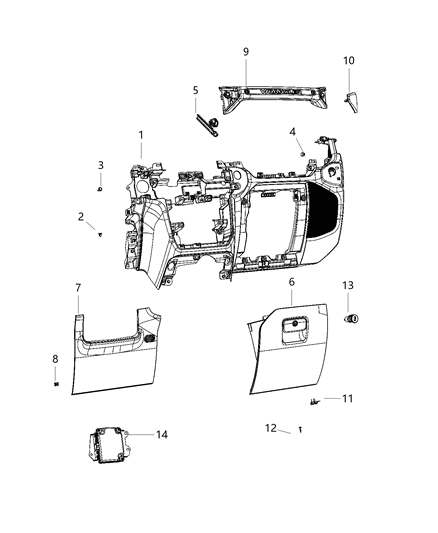 Lamp Foot Well Below Dash Board Diagram for 68295365AB