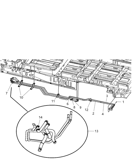 Tube & Hose Supply & Return W/Auxiliary Heater Diagram for 4677484AB