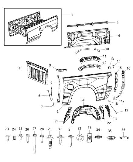 Panel Box Side Outer, Rear Driver Side Diagram for 68322379AD