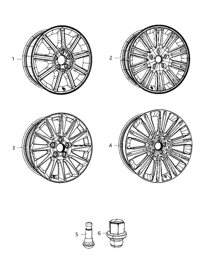 2000 Dodge Ram 2500 Wheel Aluminum Diagram for 1LS53SZ0AA