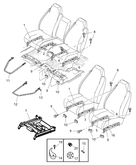 1995 Dodge Caravan Bezel Seat Adjuster Switch Lumbar Knob Bezel Diagram for UQ921DVAA