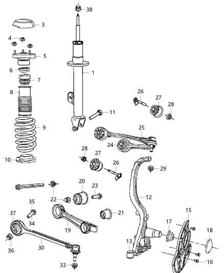 2018 Dodge Challenger Shock Absorber Suspension Front Diagram for 5181906AC