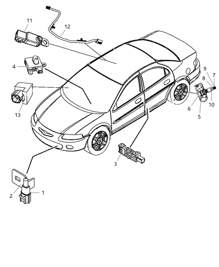 2011 Chrysler 200 Bracket Sensor Mounting Diagram for 68088962AA