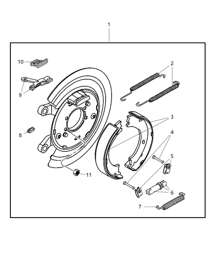 2002 Dodge Ram 1500 Shoe And Lining Kit Parking Brake Diagram for 5080568AB
