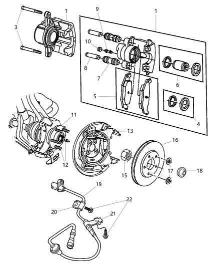 2004 Dodge Stratus Sensor Anti-Lock Brakes Diagram for 4764721AB