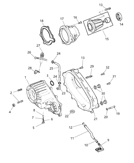 Case Transfer Front Diagram for 5159198AA