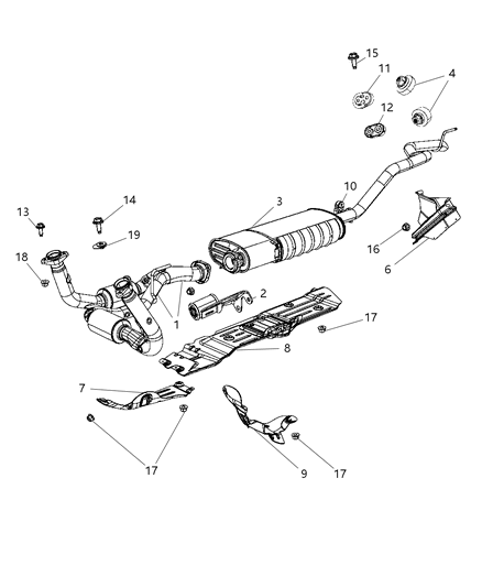 2013 Jeep Wrangler Pipe And Converter Exhaust Diagram for 52124344AB