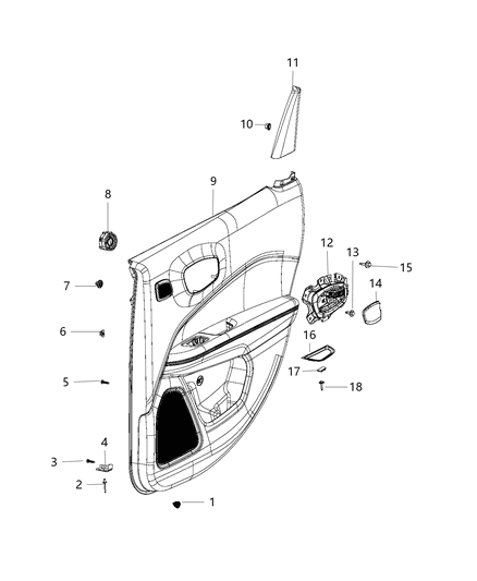 Panel Rear Door Trim Diagram for 5US10LT5AE