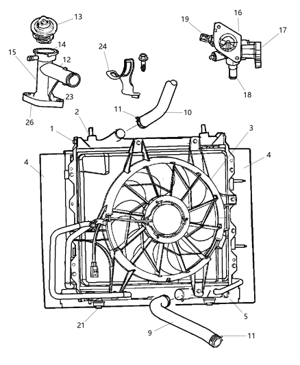 Radiator Engine Cooling, 25 Pc Min Qty Mix & Match Diagram for 5086547AB