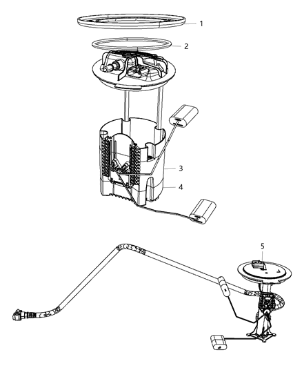 Fuel Pump/Level Unit Kit: Fuel Module Assembly & O-Ring Diagram for 5145583AA