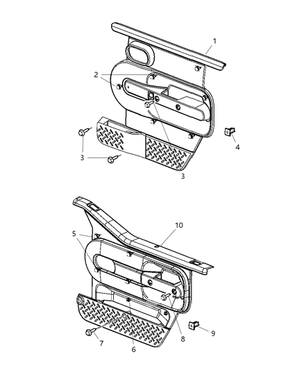 1984 Jeep J10 Panel Front Door Trim Full Panel Diagram for 5KV53XDVAC