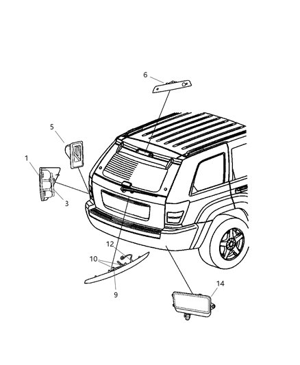 Lamp Center High Mounted Stop Diagram for 55156389AC