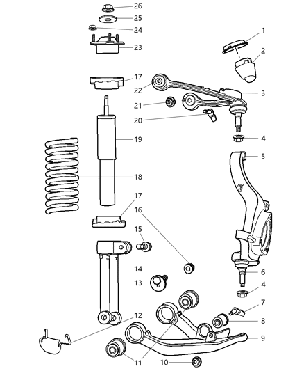 Ball Joint Package Lower Control Arm Diagram for 5114037AC