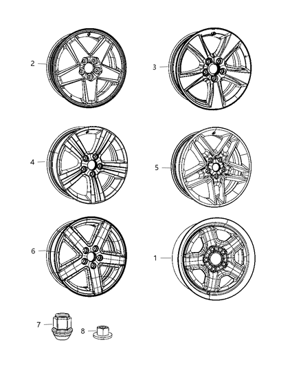2004 Jeep Grand Cherokee Wheel Aluminum Diagram for 1QX10GSAAA