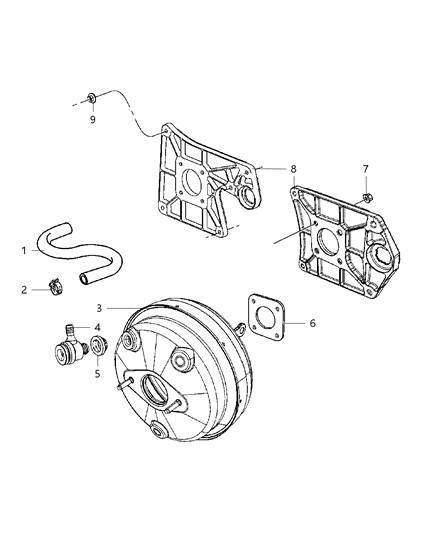 1990 Dodge D250 Hose Brake Booster Vacuum Diagram for 52060473AD