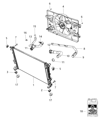 Radiator Engine Cooling Diagram for 68197299AA
