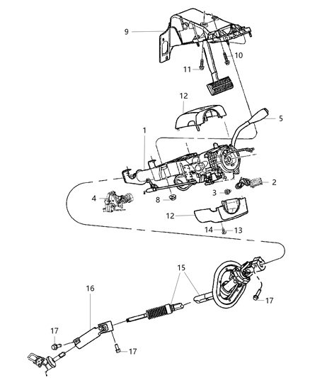 Shaft Steering Column Intermediate Diagram for 55057335AB