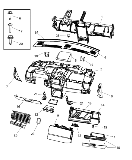Bracket Instrument Panel Diagram for 5109397AA