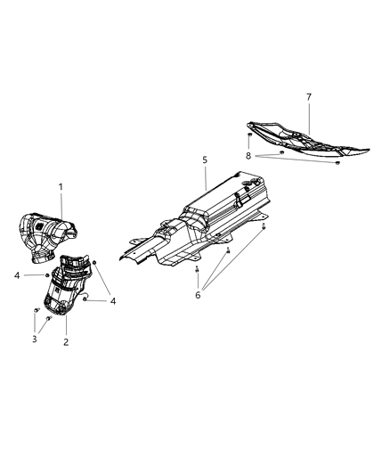 Shield Exhaust Catalytic Converter Diagram for 68084282AB