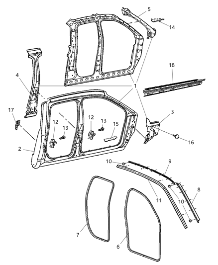 Panel Bodyside Aperture Outer Only Diagram for 55372134AA