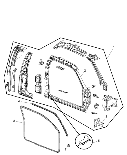 2011 Ram Dakota Panel Bodyside Aperture Outer, Driver Side Diagram for 55364187AC