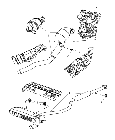 1986 Dodge D350 Muffler And Tailpipe Exhaust Diagram for 5147047AA