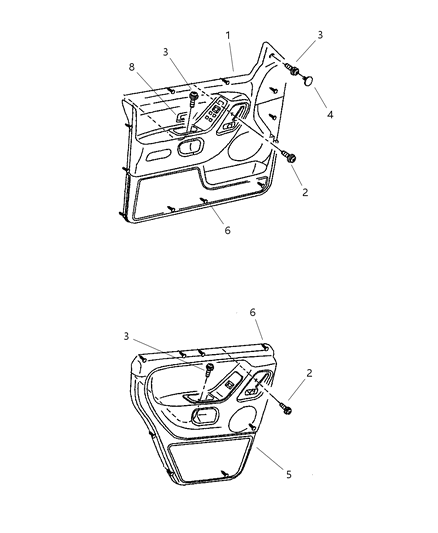 2019 Jeep Grand Cherokee Retainer Trim Panel Pin Portion Of 6505539Aa Diagram for 5012874AA