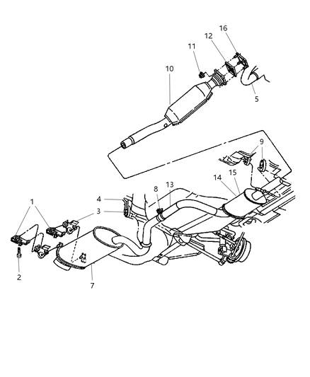 2023 Chrysler Pacifica Muffler And Tailpipe Exhaust Diagram for E0055153