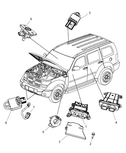 Clockspring Steering Column Control Module w/ Angle Sensor Diagram for 68003216AG