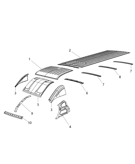 2020 Ram ProMaster 1500 Bow Roof Diagram for 68172623AB