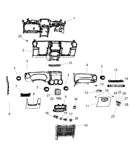 Bezel Instrument Cluster Diagram for 6BR45DX9AA