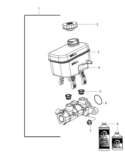 2015 Ram 2500 Reservoir Brake Master Cylinder Diagram for 68003618AC