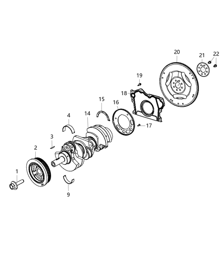 2019 Ram 3500 Bearing Crankshaft Upper Standard See Note Diagram for 68088089AA