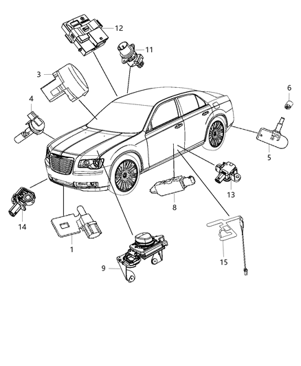 Sensor And Bracket Adaptive Speed Control Module Diagram for 68199454AD