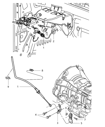 2011 Jeep Liberty Cable Gearshift Control Diagram for 68060741AB