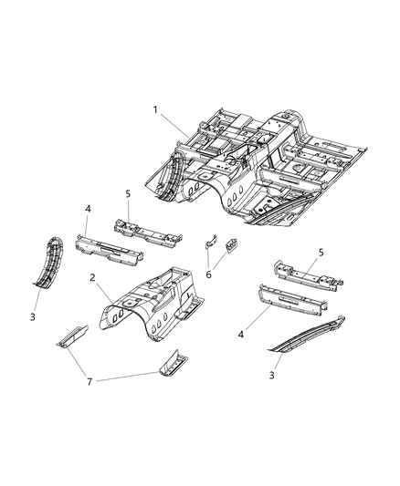 2016 Dodge Challenger Pan Front Floor Complete Diagram for 68174051AC