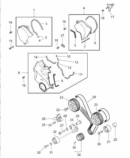 Gasket, Timing Belt Cover Diagram for MD187648