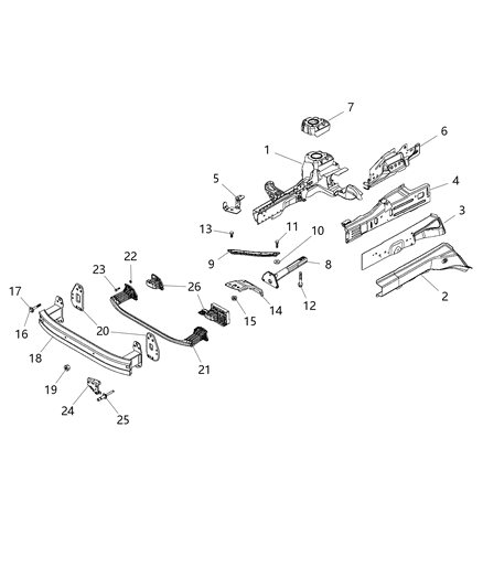 Bracket Radiator Support Diagram for 68405401AA