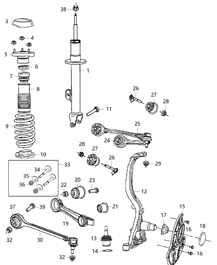 Knuckle Front Diagram for 5181895AB