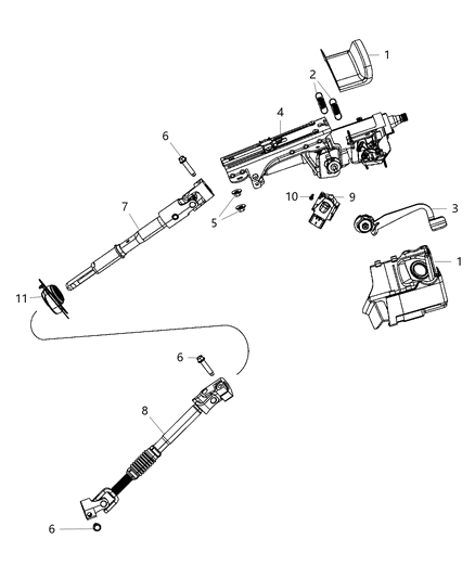 Shaft Steering Column Intermediate Diagram for 55351281AF