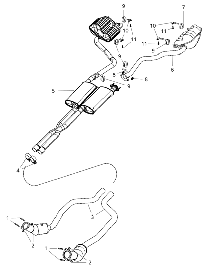 2015 Dodge Journey Muffler And Resonator Exhaust Diagram for 5147248AC