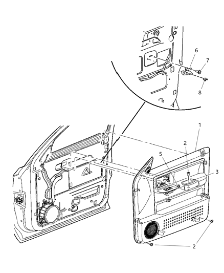 2007 Dodge Dakota Panel Front Door Trim Diagram for 5HR061J3AD