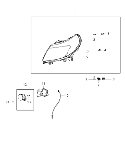 Bulb Wy5W Diagram for 68099526AA