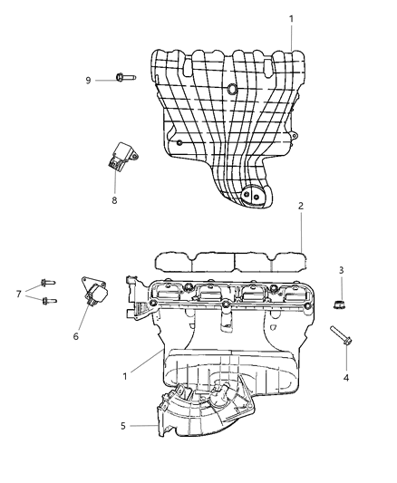 2008 Dodge Caliber Bracket Throttle Body Support Diagram for 4884871AA