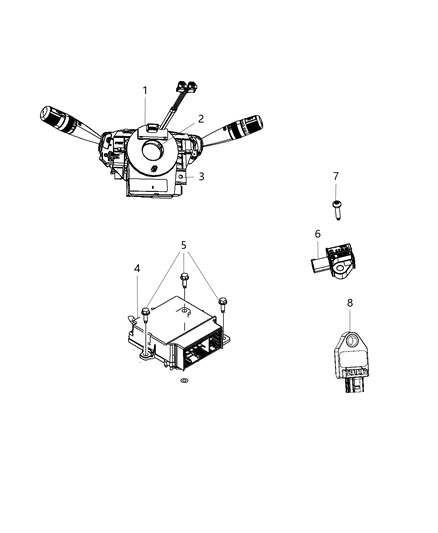 2008 Chrysler Town & Country Clockspring Steering Column Control Module w/ Angle Sensor Diagram for 68067552AK