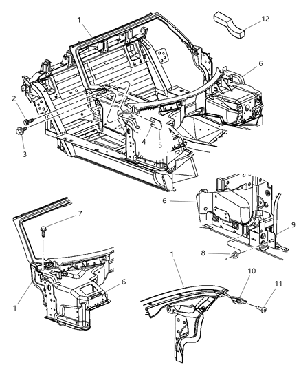 2004 Dodge Viper Frame Windshield Surround Diagram for TP57RXFAC