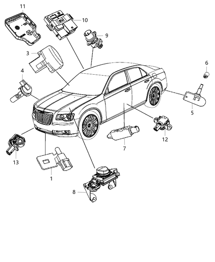 Sensor And Bracket Adaptive Speed Control Module Diagram for 68171867AB