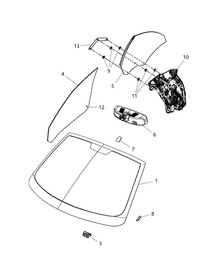 2004 Dodge Grand Caravan Glass Quarter Window Diagram for 5008979AD